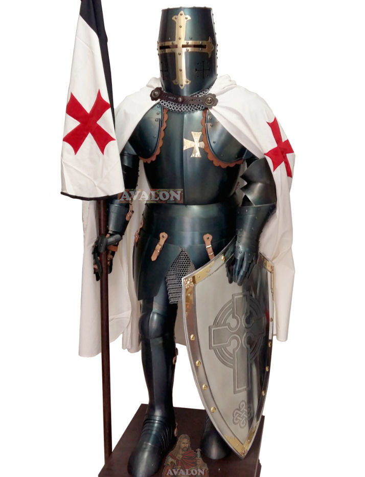 GREAT REPLICA Medieval Reproduction Templar Crusader Armor Shield Steel Brass 