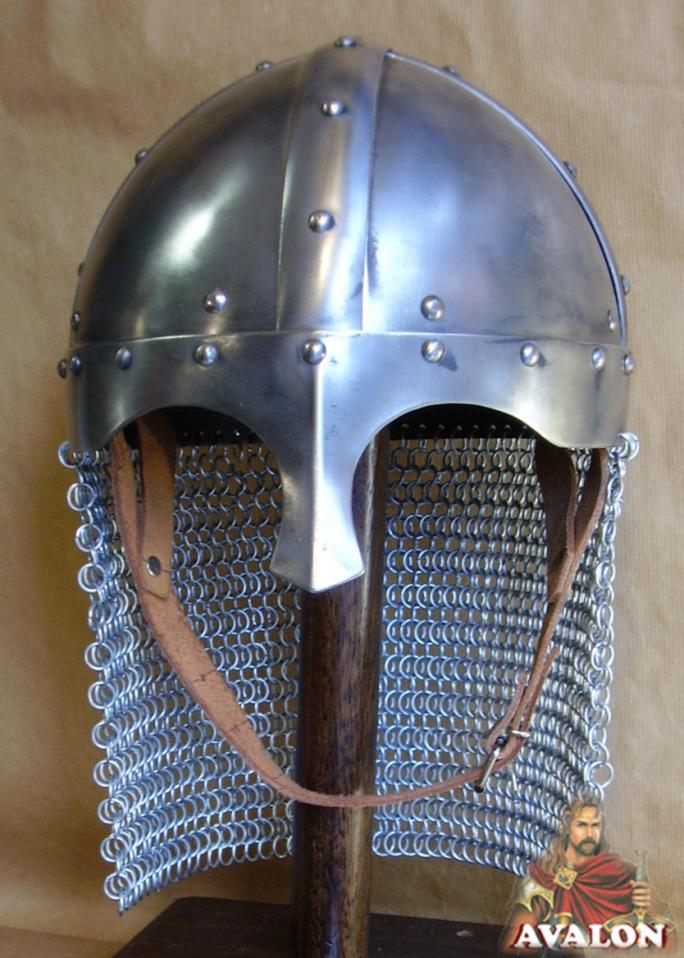 Medieval Re-enactment Norman Viking Nasal Helmet with Chain Mail Curtain & Liner 